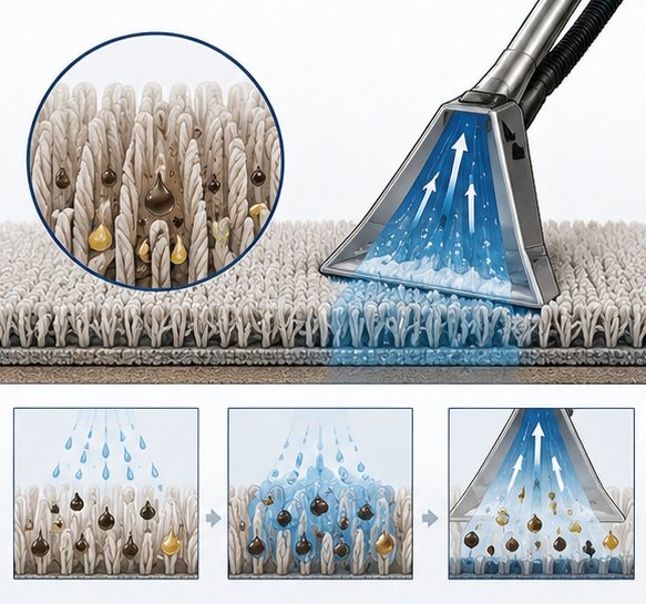 Commercial carpet extraction cleaning