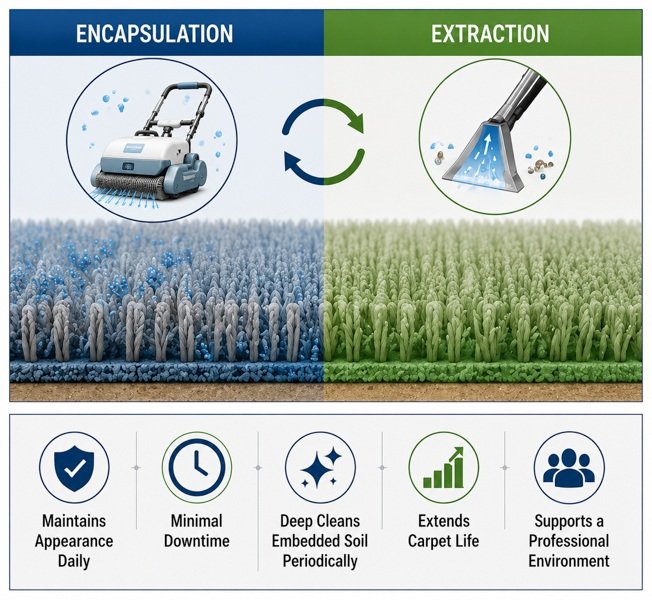 Commercial carpet combination cleaning